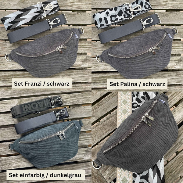 Bauchtasche Cord - SET - Dunkelgrau