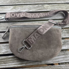 Wildleder Bauchtasche dunkeltaupe mit maoni gurt zum wechseln