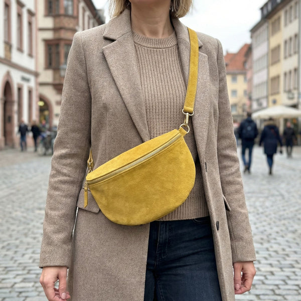Bauchtasche Damen Wildleder - Gelb - GOLD