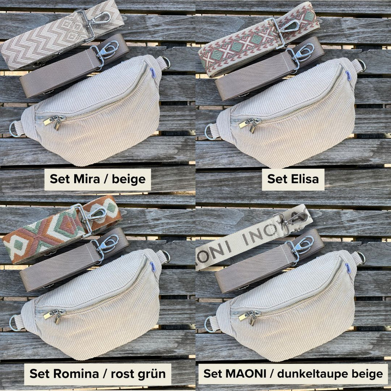 Bauchtasche Cord - SET - Beige