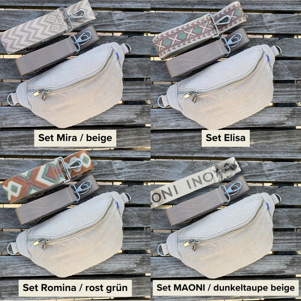 Beige bauchtasche cord im set mit Gurten