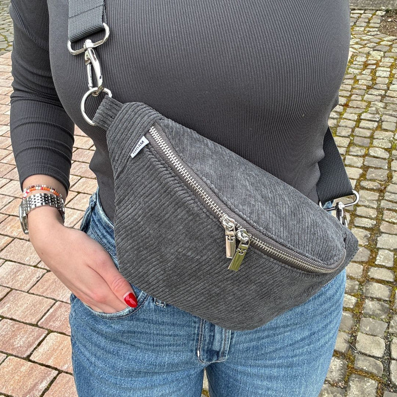 Bauchtasche Cord - Dunkelgrau