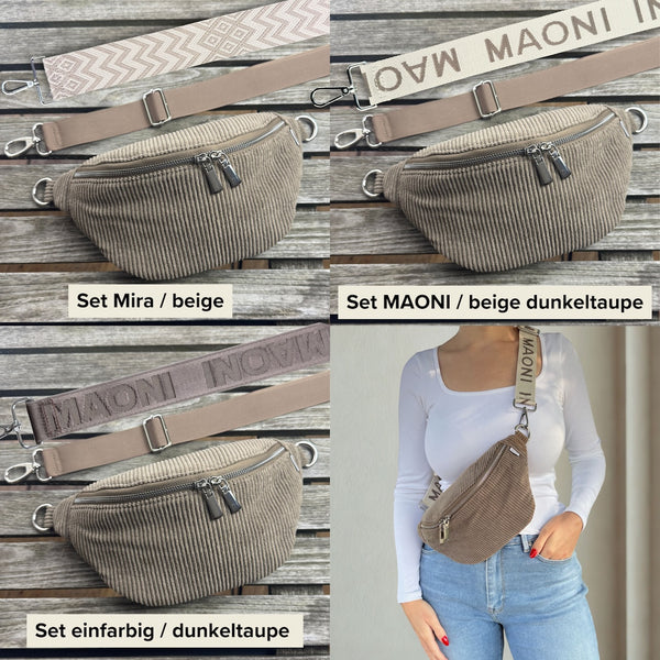 Bauchtasche Cord - SET - Dunkeltaupe