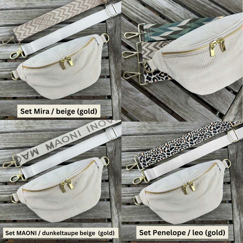 Bauchtasche Cord - SET - Beige - GOLD