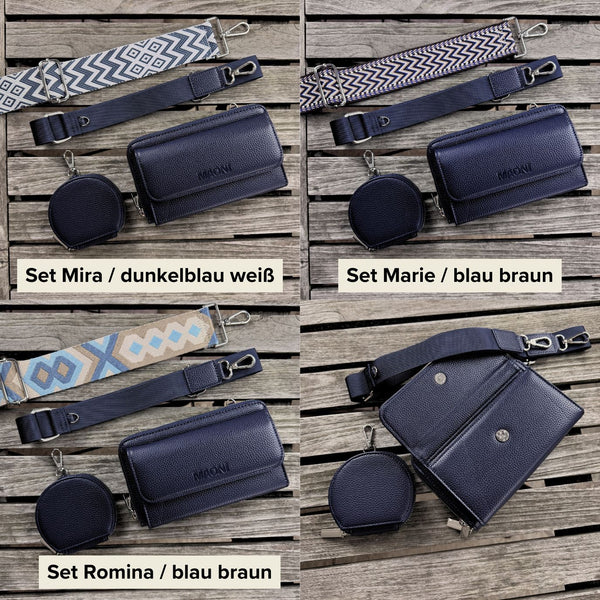 Portemonnaie und Handytasche zum Umhängen - SET - Dunkelblau