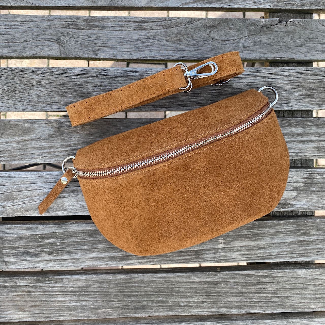Bauchtasche Damen Wildleder - Cognac - MAONI