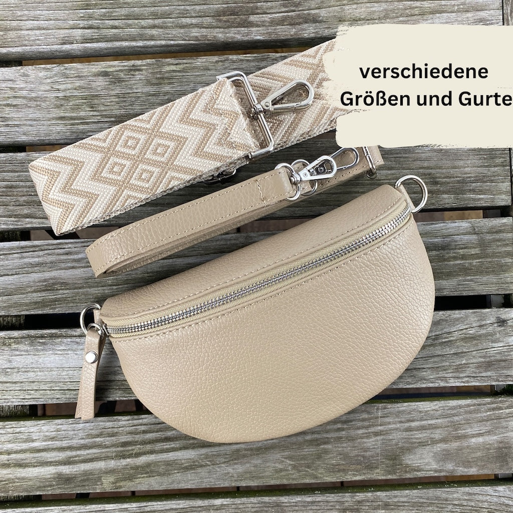 Damen Bauchtasche Leder Taupe