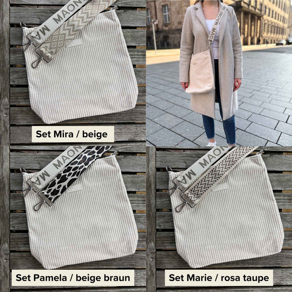 Cord Umhängetasche SET - Beige
