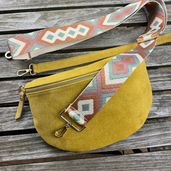 Bauchtasche Damen Wildleder - Gelb - GOLD