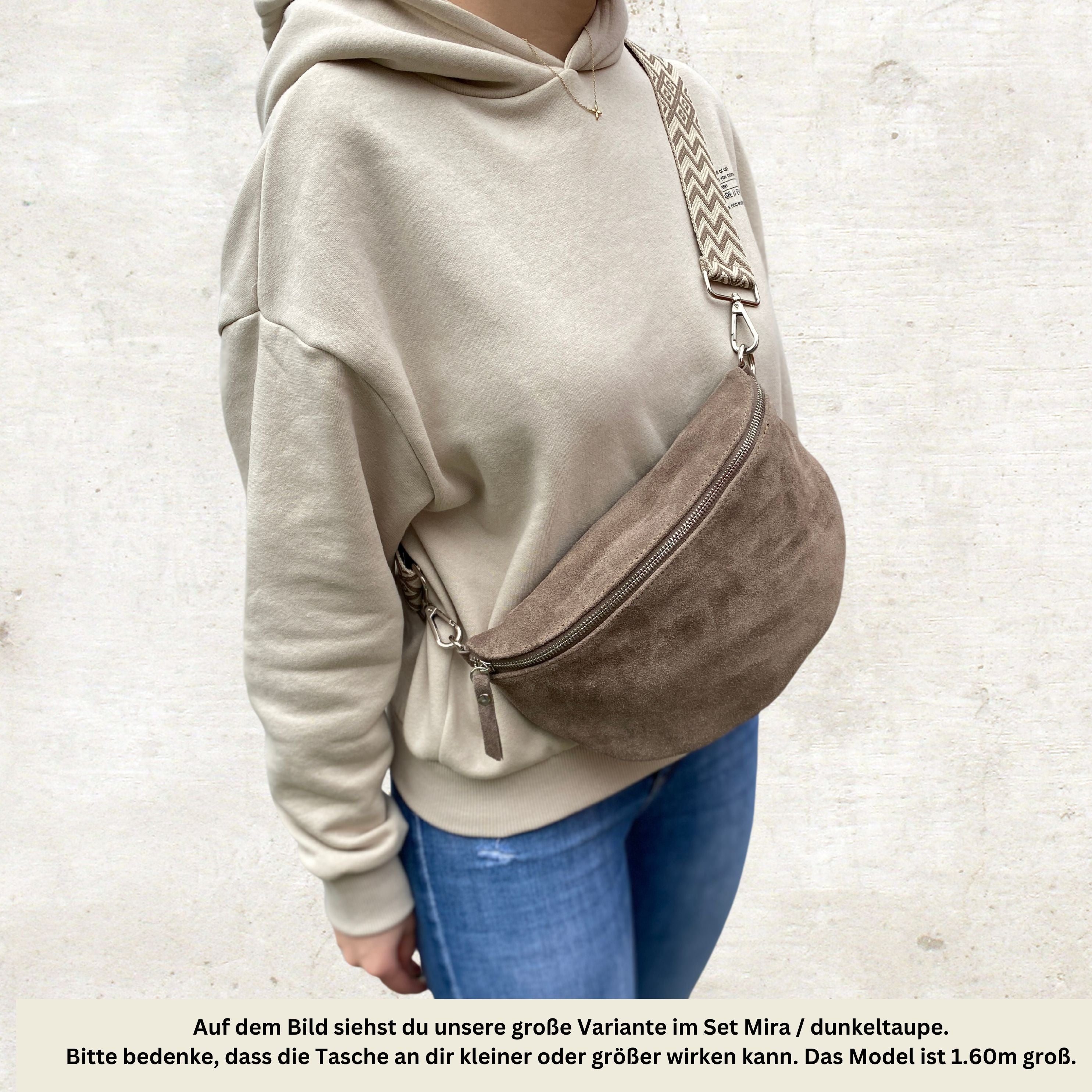 Bauchtasche Wildleder Damen SET - Dunkeltaupe - MAONI