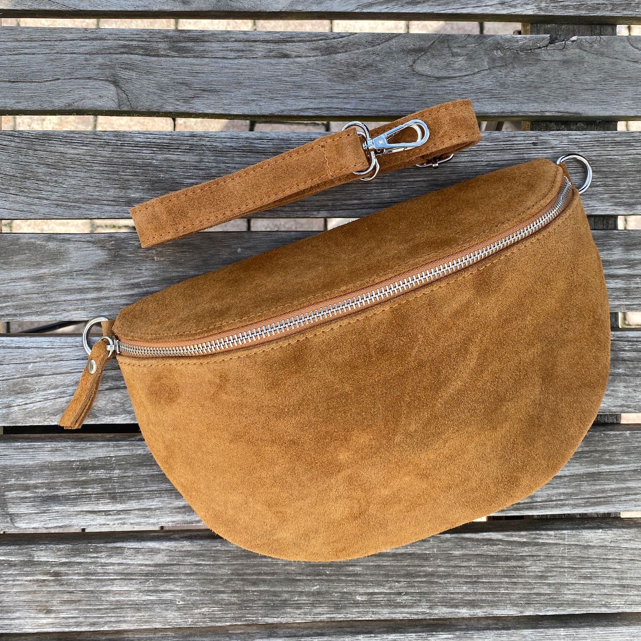 Bauchtasche Damen Wildleder - Cognac - MAONI