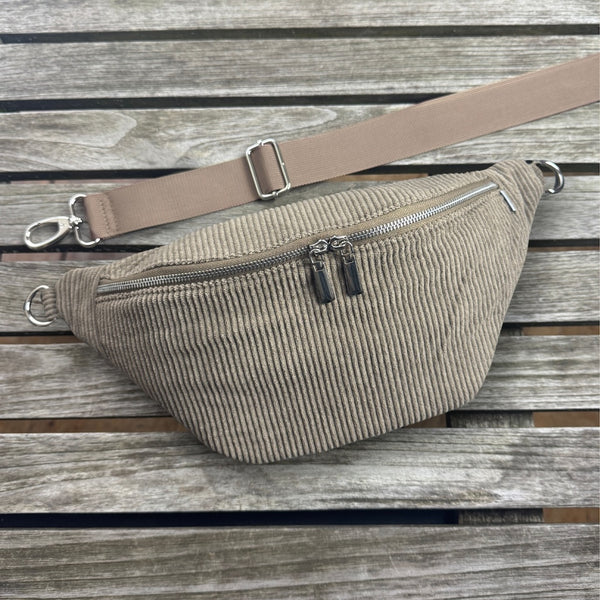 Bauchtasche Cord - Dunkeltaupe