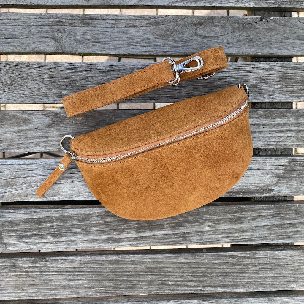 Bauchtasche Damen Wildleder - Cognac - MAONI