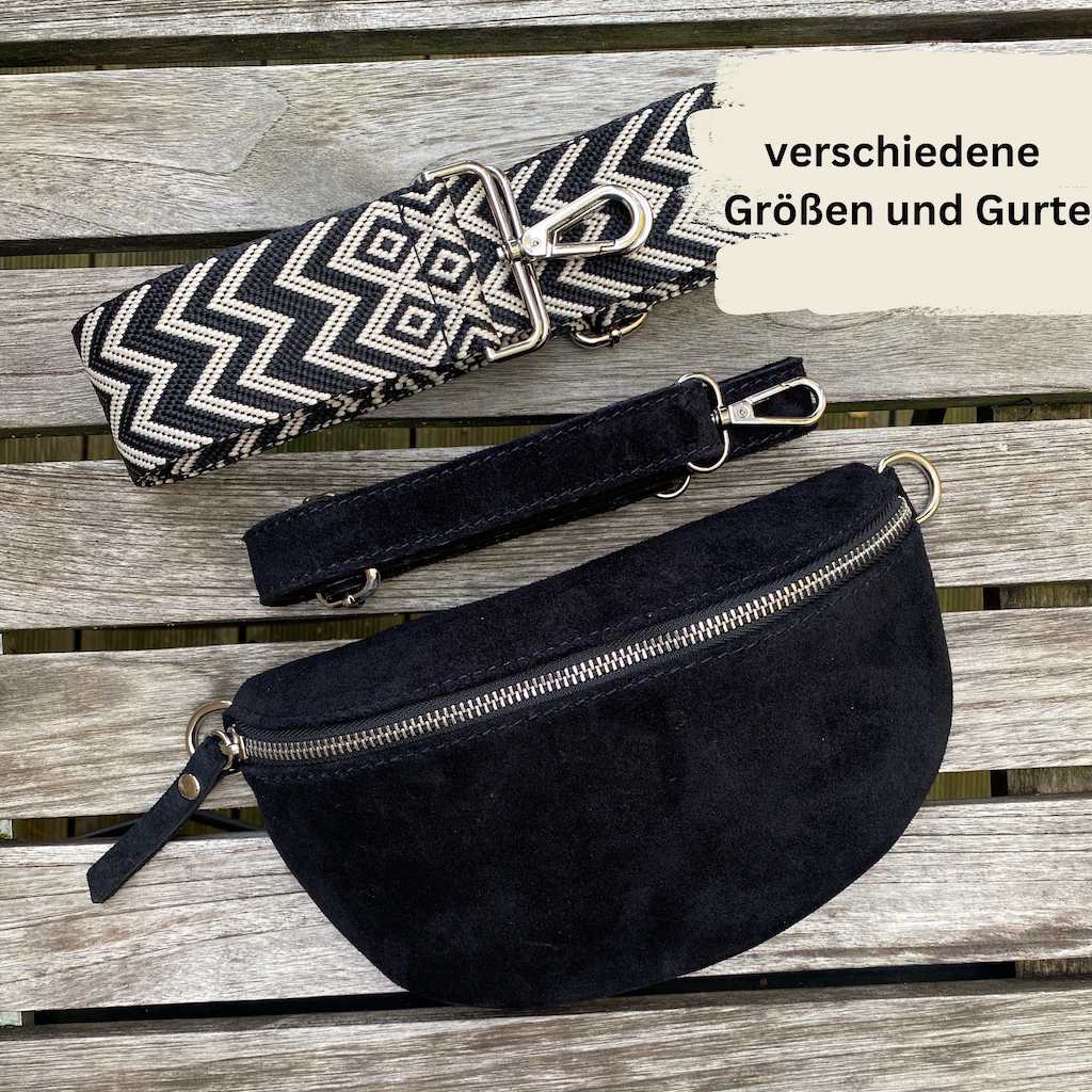 Bauchtasche Wildleder Damen SET - Schwarz - MAONI