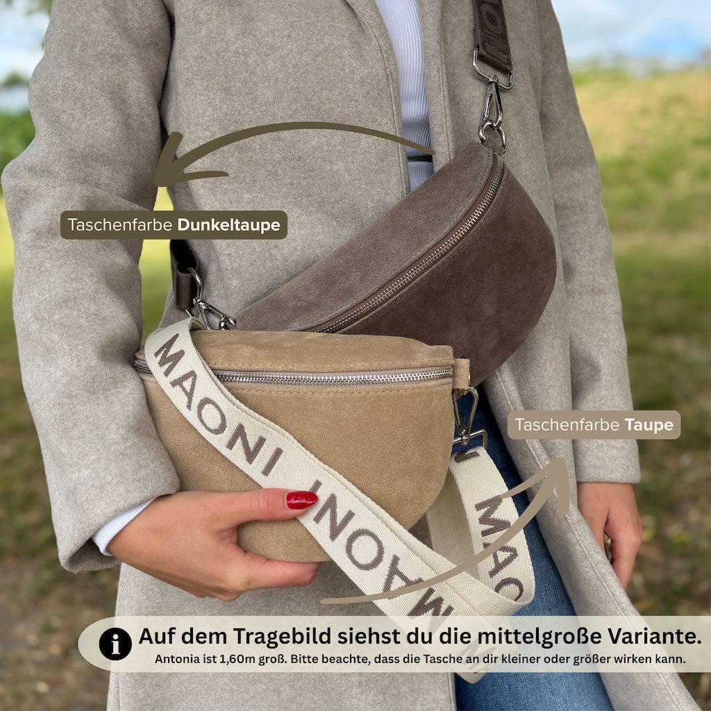 Farbvergleich der Taupen und Dunkeltaupen Bauchtasche