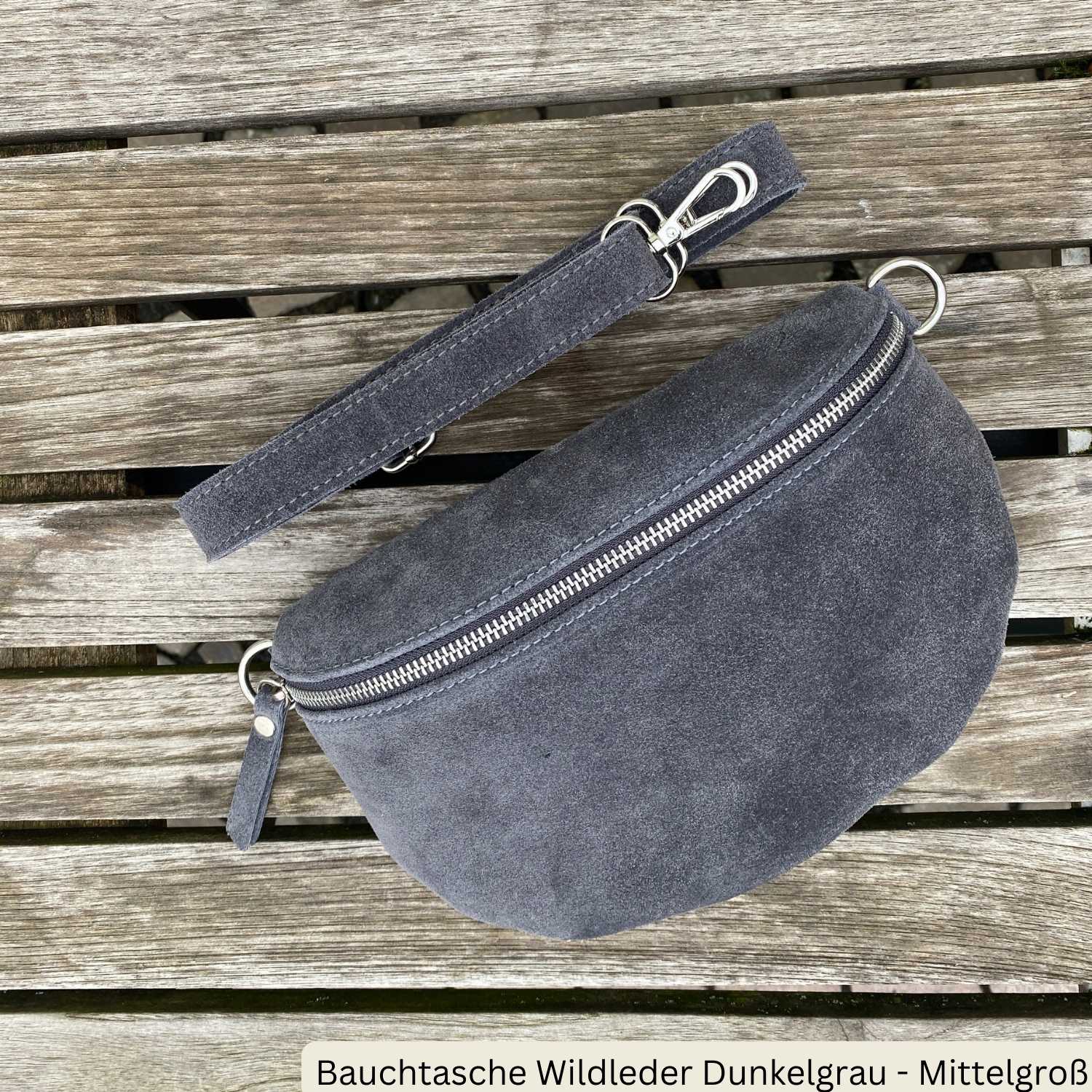 Bauchtasche Damen Wildleder - Dunkelgrau - MAONI