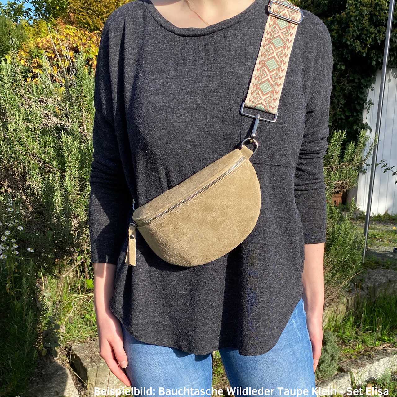 Bauchtasche Wildleder Damen SET - Taupe - MAONI