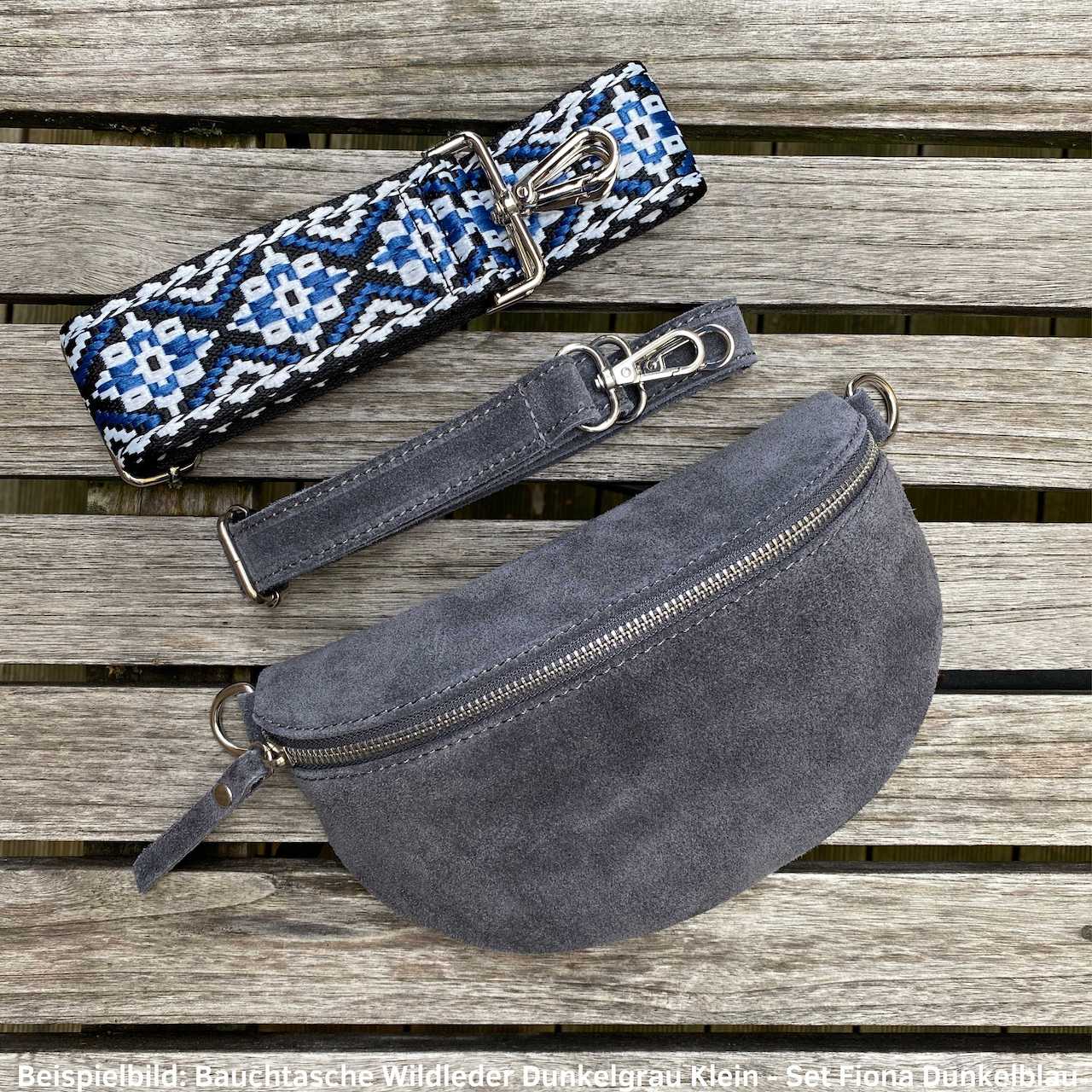 Bauchtasche Wildleder Damen SET - Dunkelgrau - MAONI