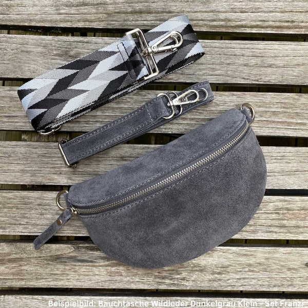 Bauchtasche Wildleder Damen SET - Dunkelgrau - MAONI