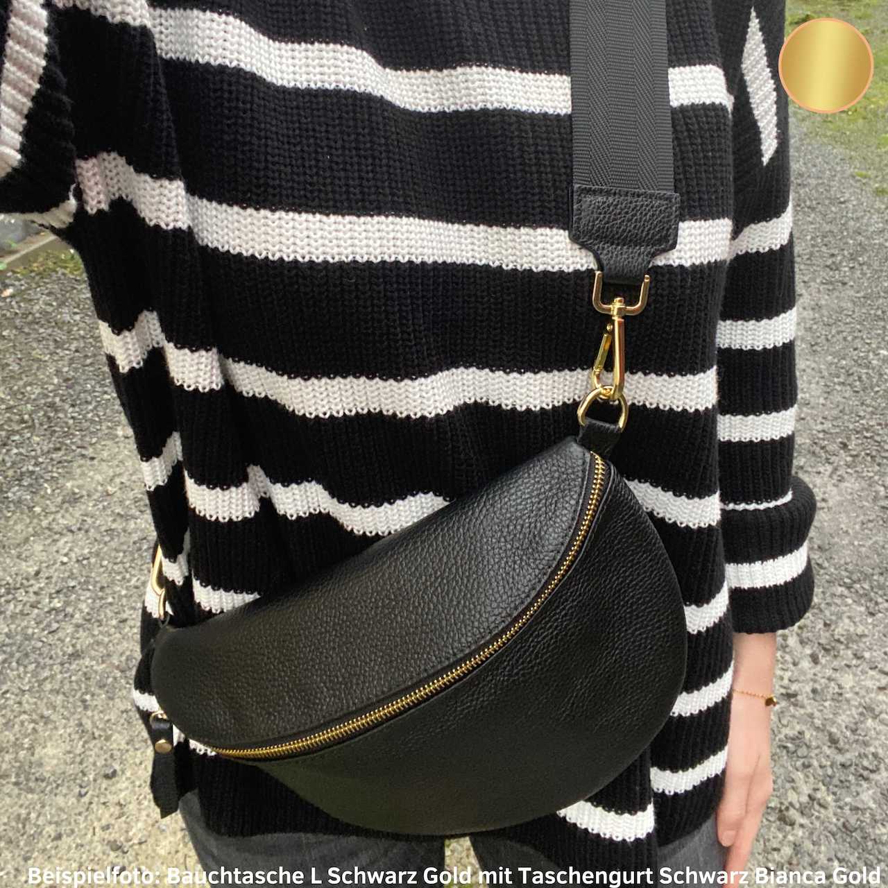 Bauchtasche Damen - Schwarz - Gold - MAONI