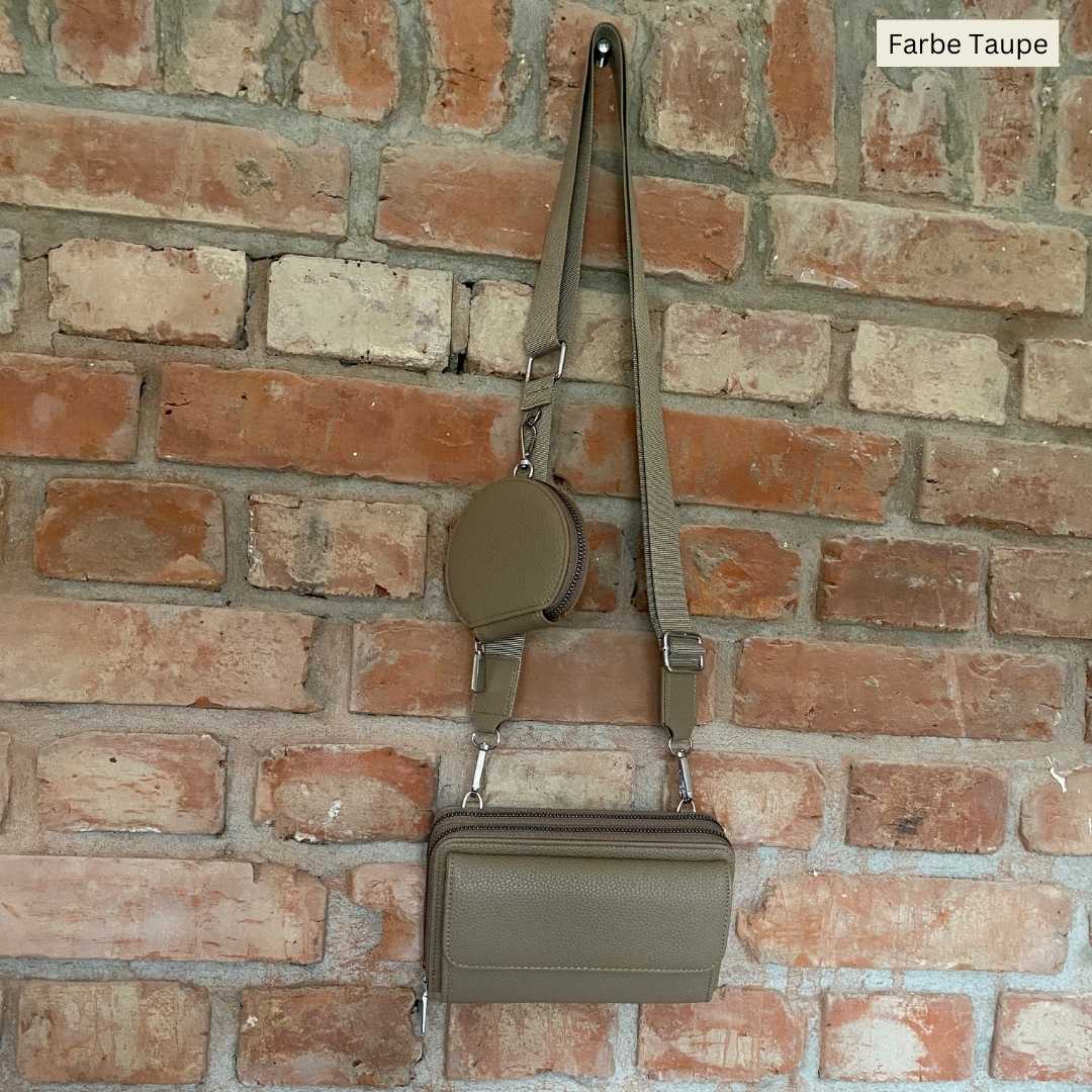 Portemonnaie und Handytasche zum Umhängen - Taupe - MAONI