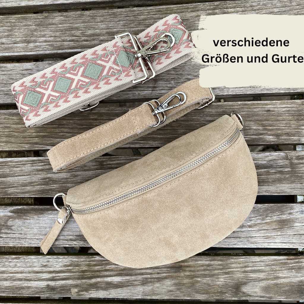 Bauchtasche Wildleder Damen SET - Taupe - MAONI