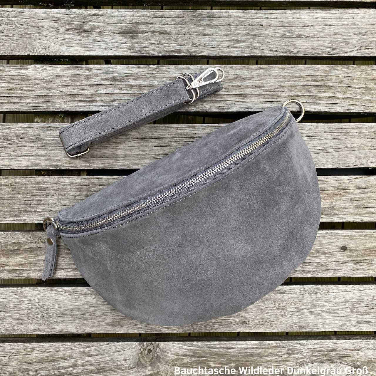 Bauchtasche Damen Wildleder - Dunkelgrau - MAONI