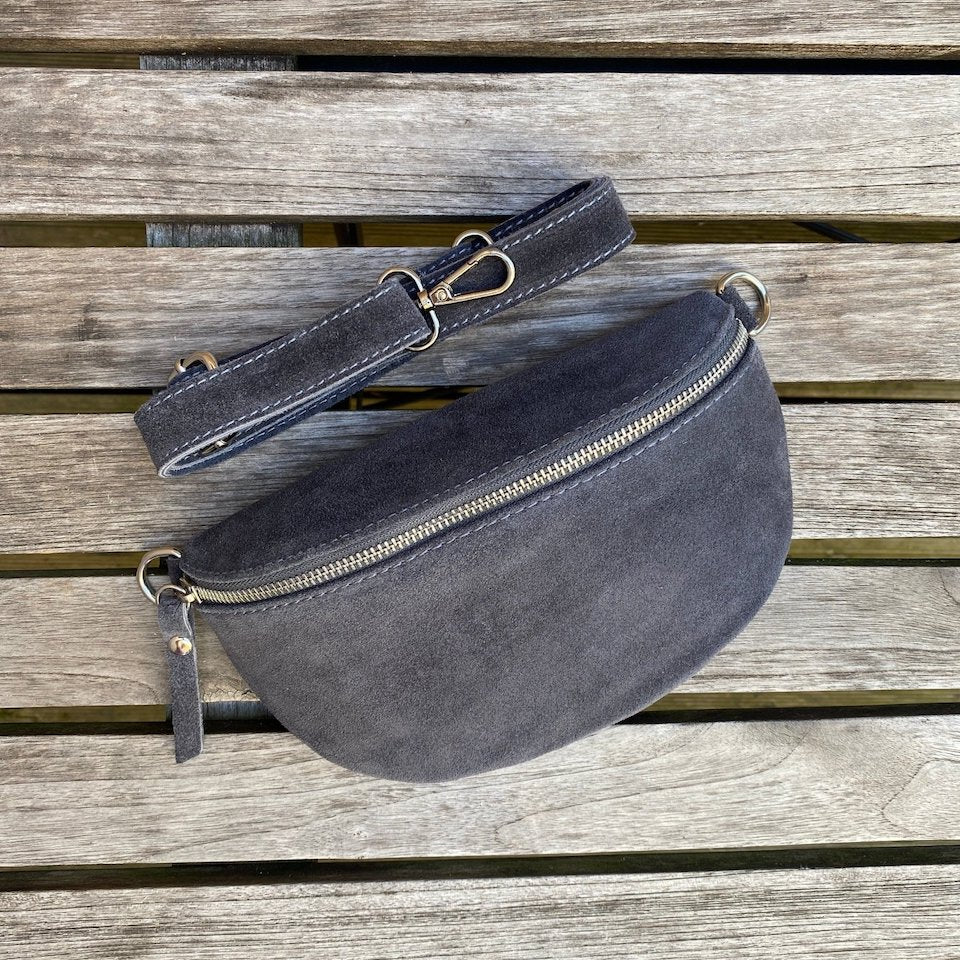 Bauchtasche Damen Wildleder - Dunkelgrau - MAONI