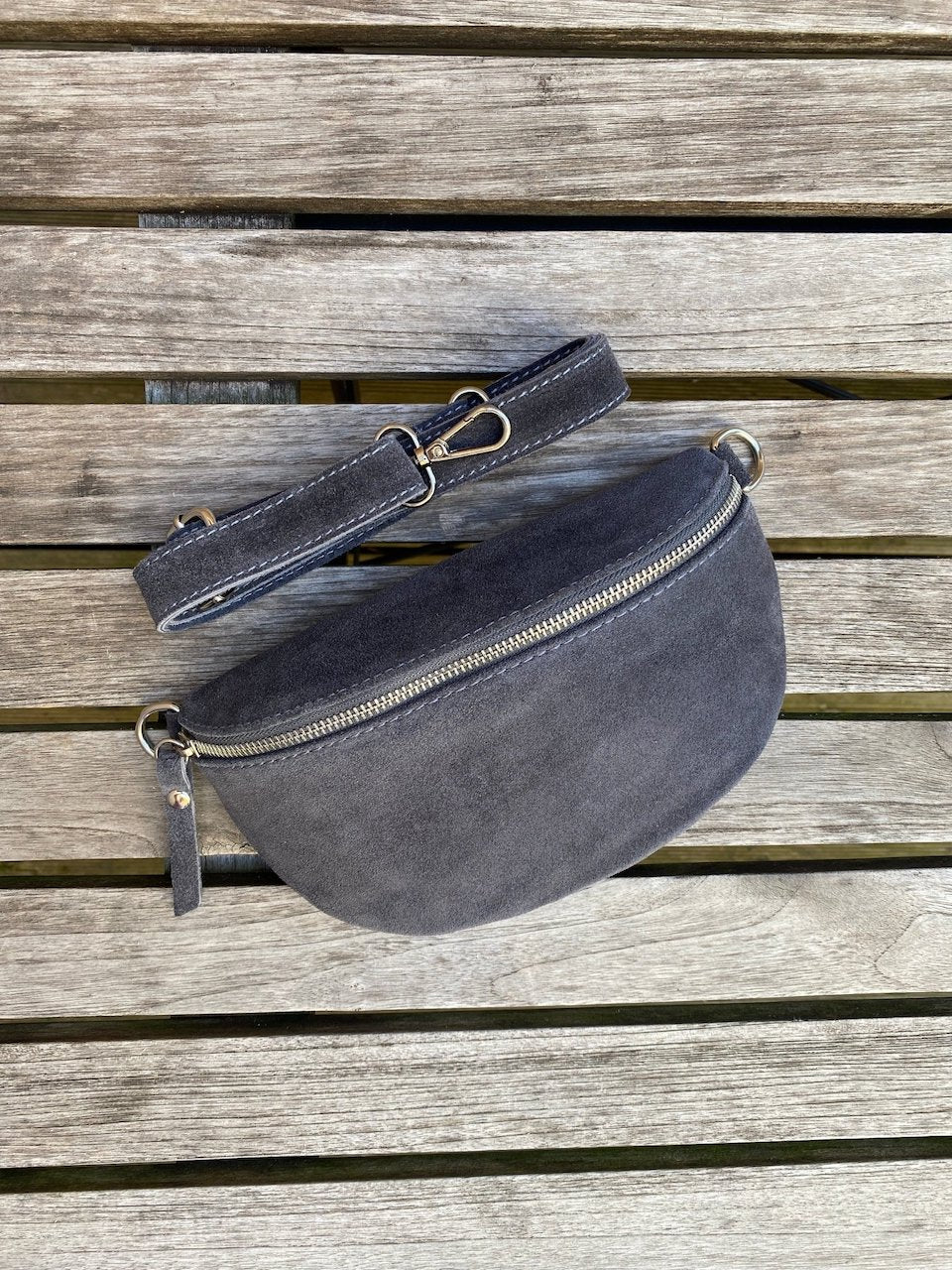 Bauchtasche Damen Wildleder - Dunkelgrau - MAONI