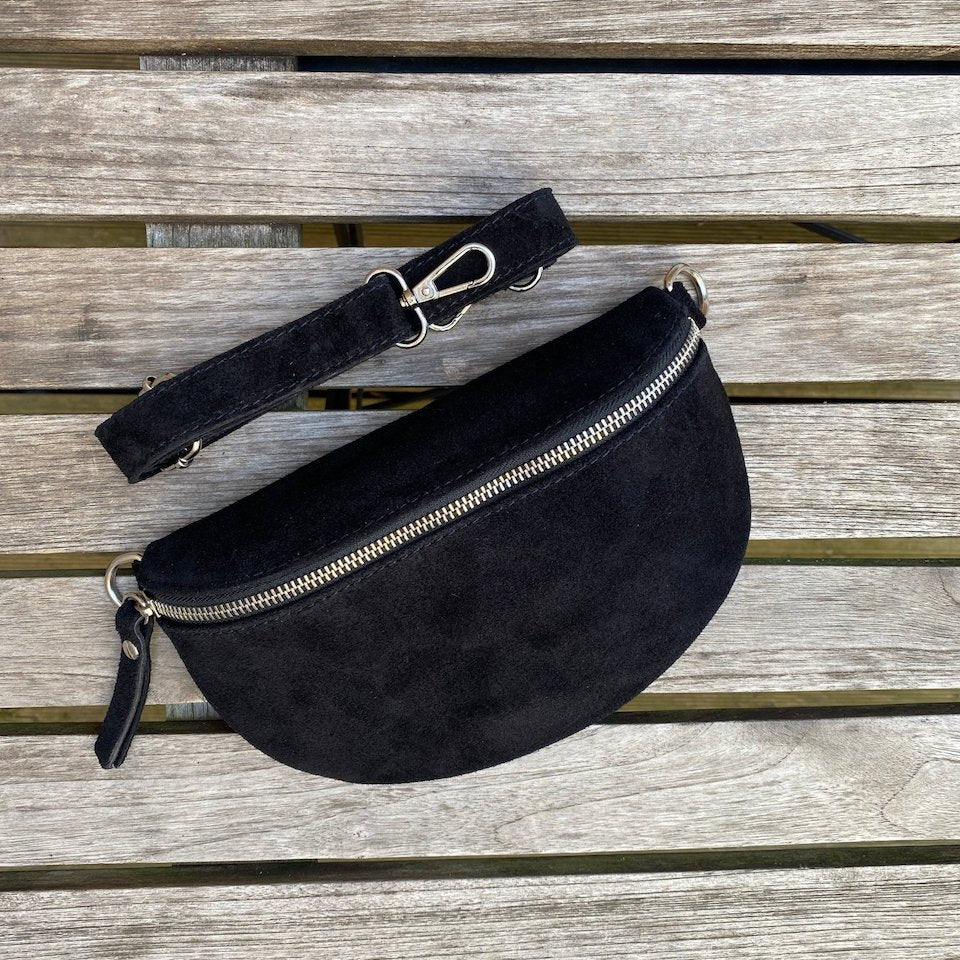 Bauchtasche Damen Wildleder klein - Schwarz - MAONI