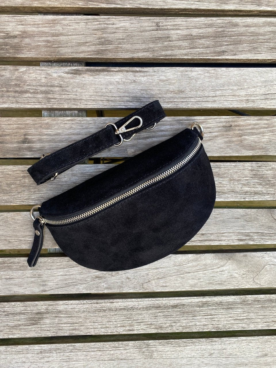 Bauchtasche Damen Wildleder klein - Schwarz - MAONI