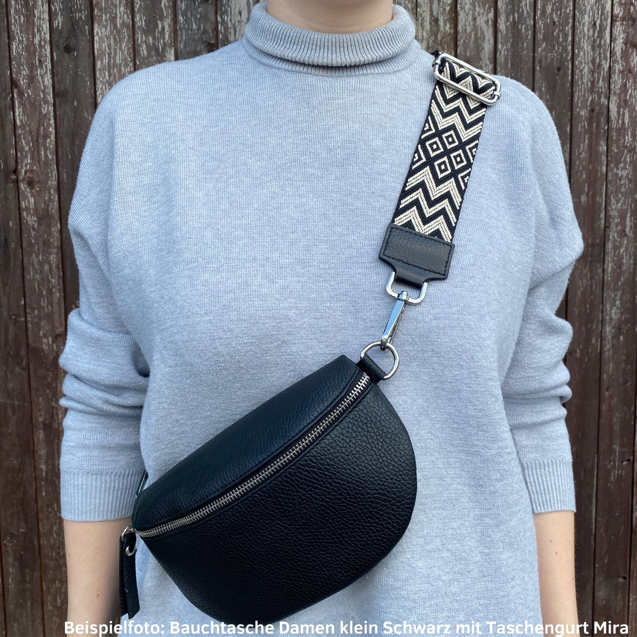 Taschengurt Schwarz Mira / beige - MAONI