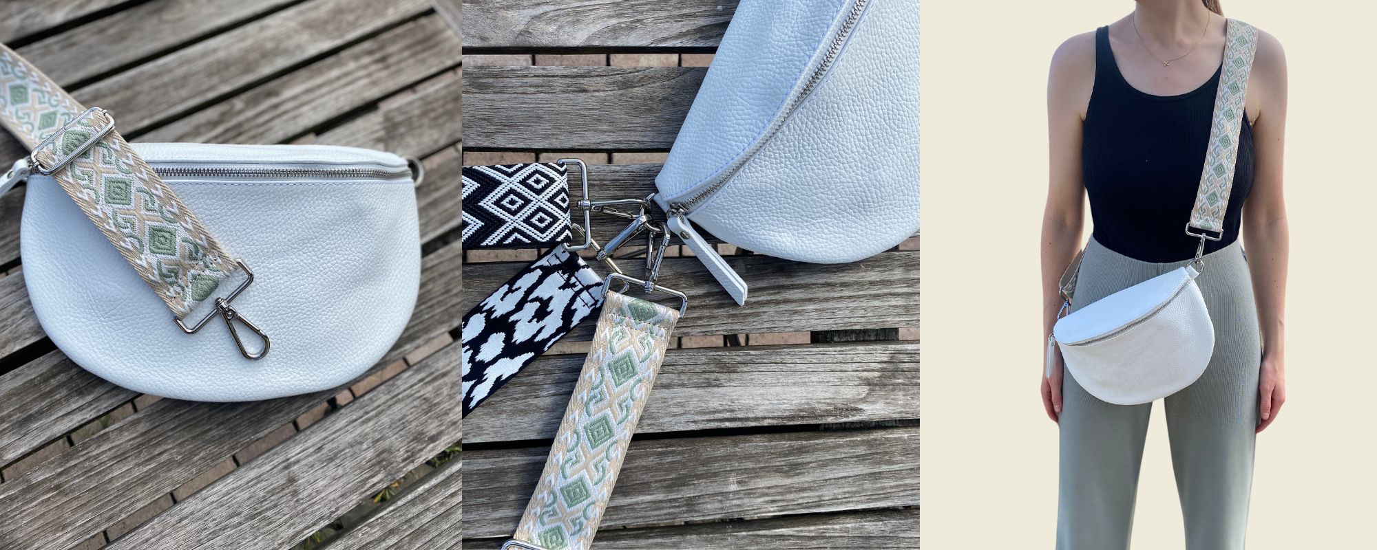 Weiße Bauchtasche kombinieren