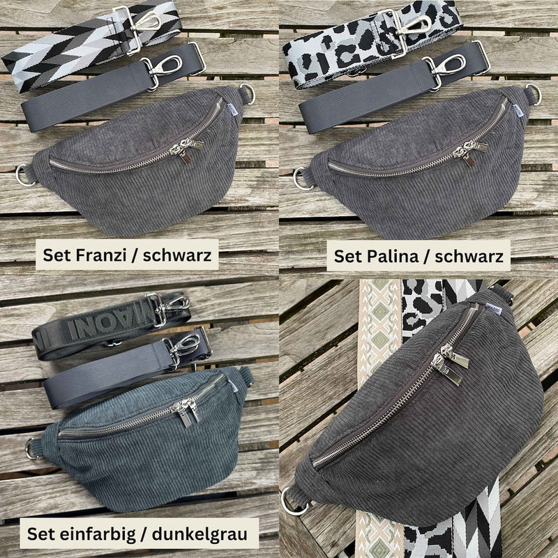 Bauchtasche Cord - SET - Dunkelgrau