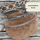 Bauchtasche Wildleder Damen SET - warmes Dunkeltaupe / Restposten 2.Wahl