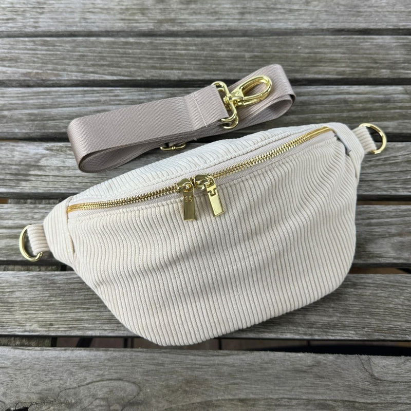 Bauchtasche Cord - Beige (klein) - GOLD