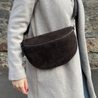 Bauchtasche Damen Wildleder - Schokobraun