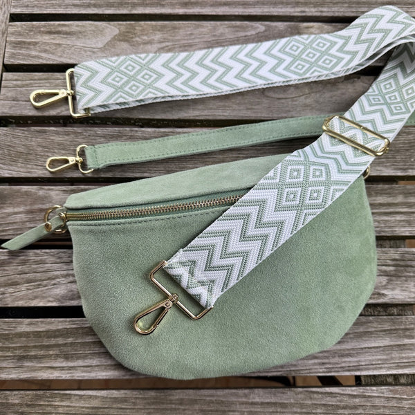 Bauchtasche Damen Wildleder - Grün - GOLD