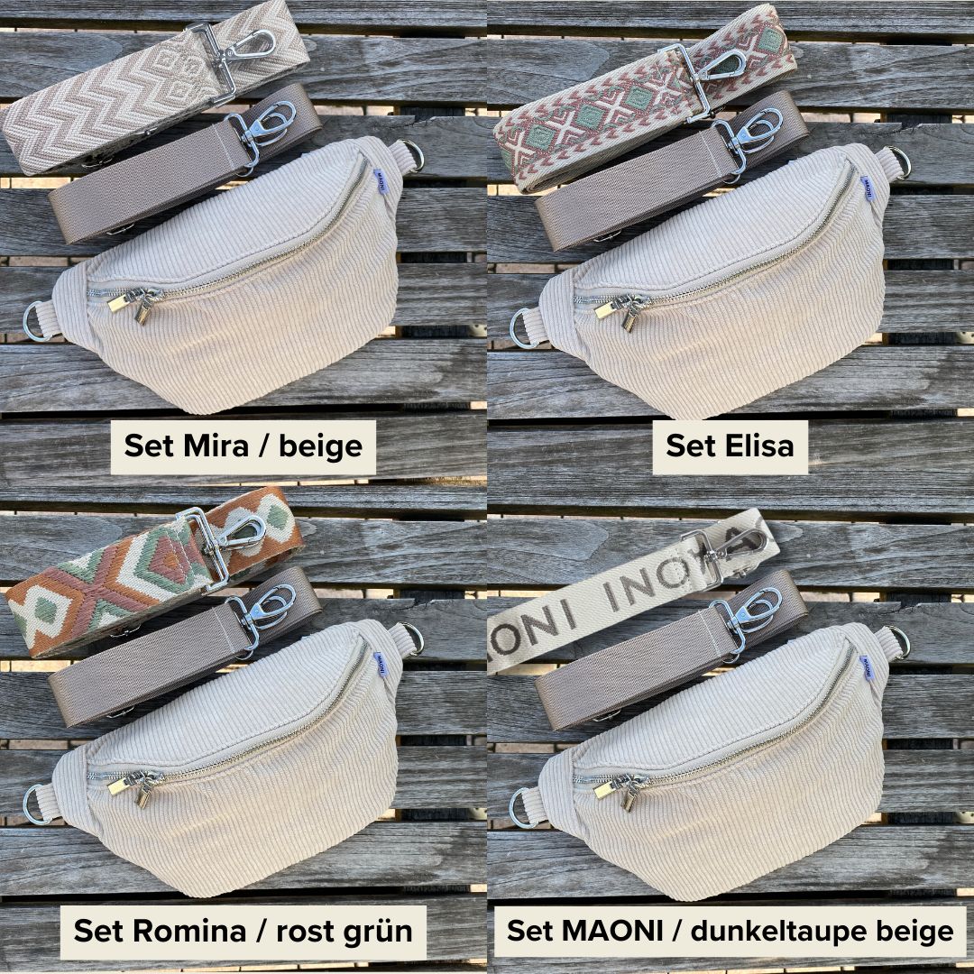 Beige bauchtasche cord im set mit Gurten
