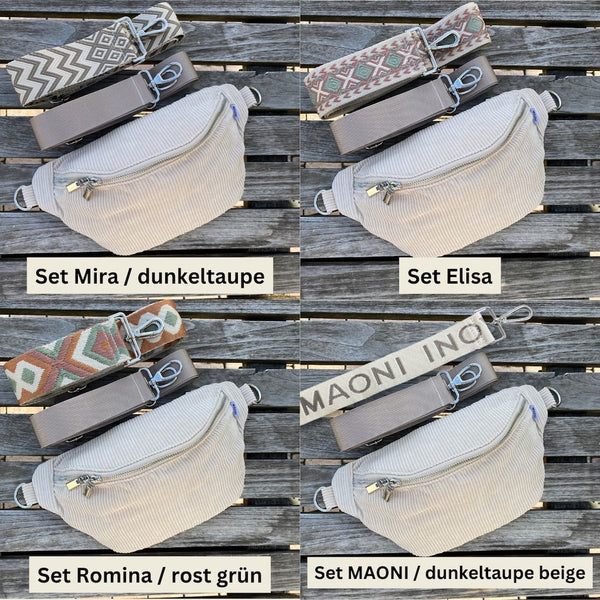 Beige bauchtasche cord im set mit Gurten