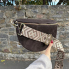Bauchtasche Damen Wildleder - Schokobraun - GOLD