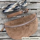 Bauchtasche Wildleder Damen SET - warmes Dunkeltaupe / Restposten 2.Wahl