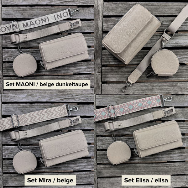 Portemonnaie und Handytasche zum Umhängen - SET - Taupe