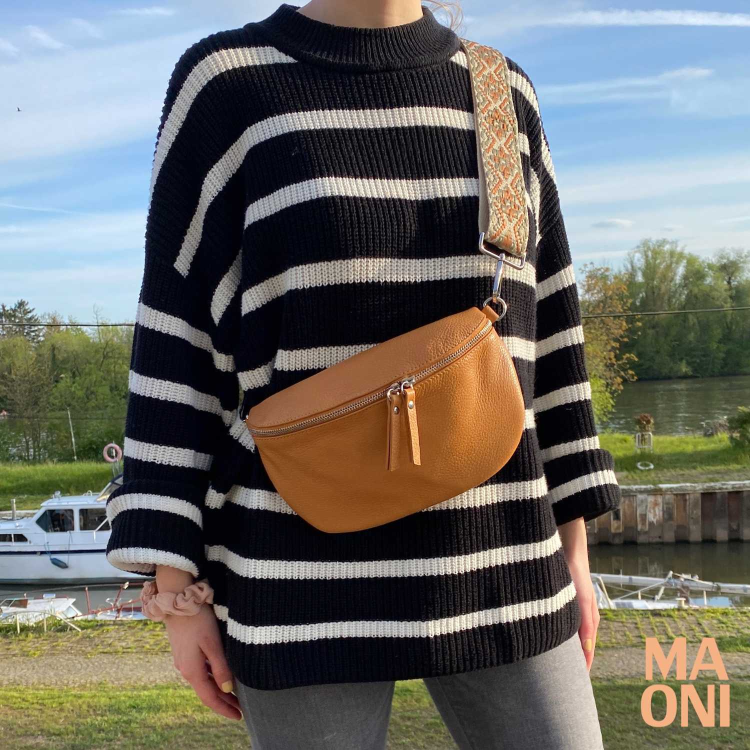 Bauchtasche Damen - Cognac - MAONI