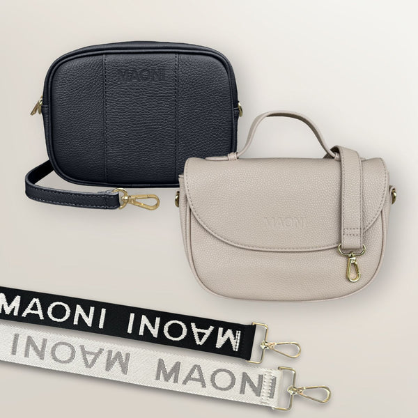 MAONI Umhängetaschen Starter-Set - 2x Tasche 2x MAONI Gurt 2x schmaler Gurt - Gold