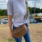 Bauchtasche Wildleder Damen SET - warmes Dunkeltaupe / Restposten 2.Wahl