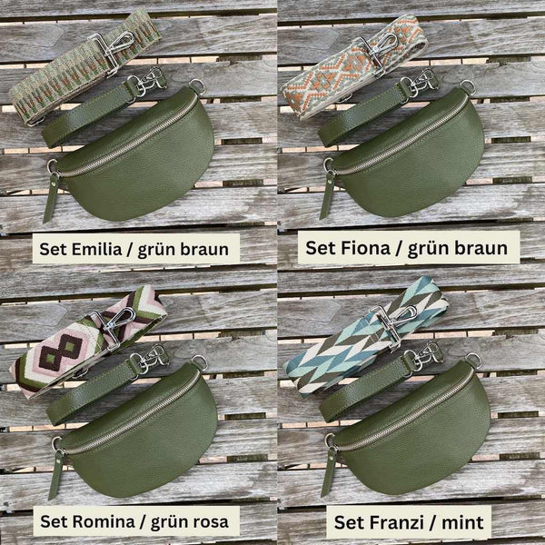 Bauchtasche Damen SET - Dunkelgrün