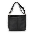 Umhängetasche Monica in Schwarz aus Echtleder mit goldfarbenen Details
