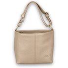 Umhängetasche Monica in Taupe aus Echtleder mit goldfarbenen Details