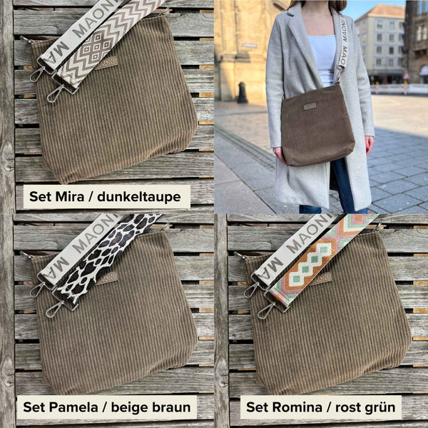 Cord Umhängetasche SET - Dunkeltaupe